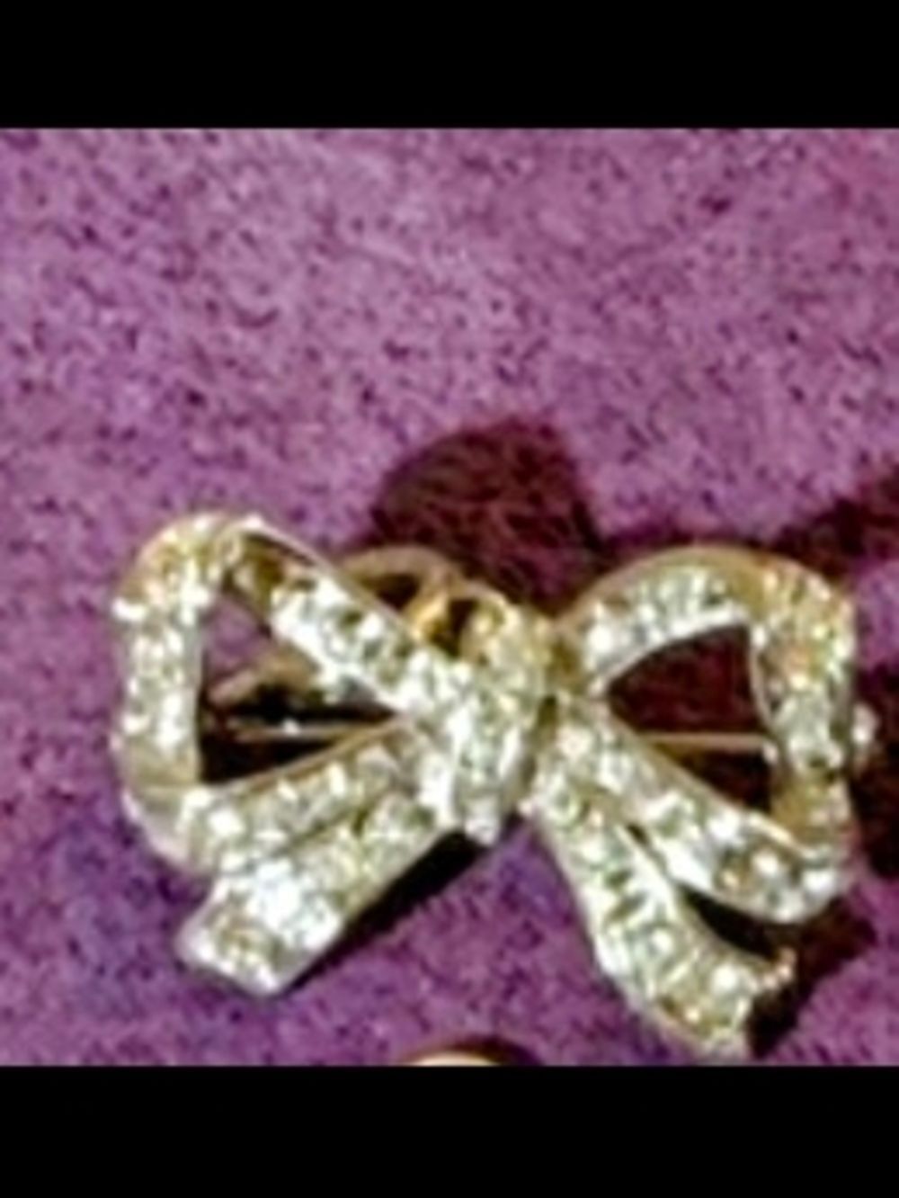 Crystal Bow Pin Brooch With Clip